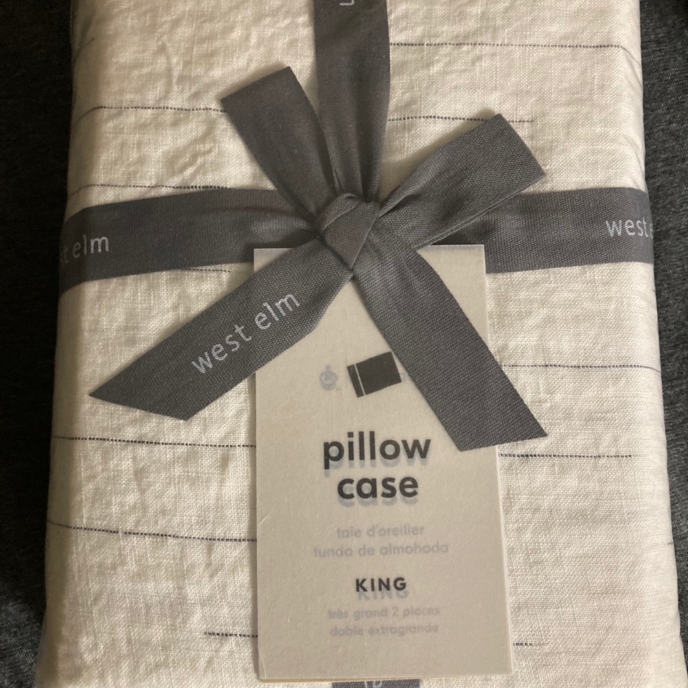 West Elm Flax Linen Space-Dyed King Pillowcases